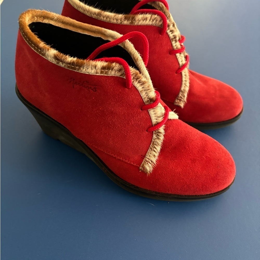 Martino suede fur-trimmed ankle boots size 8.5